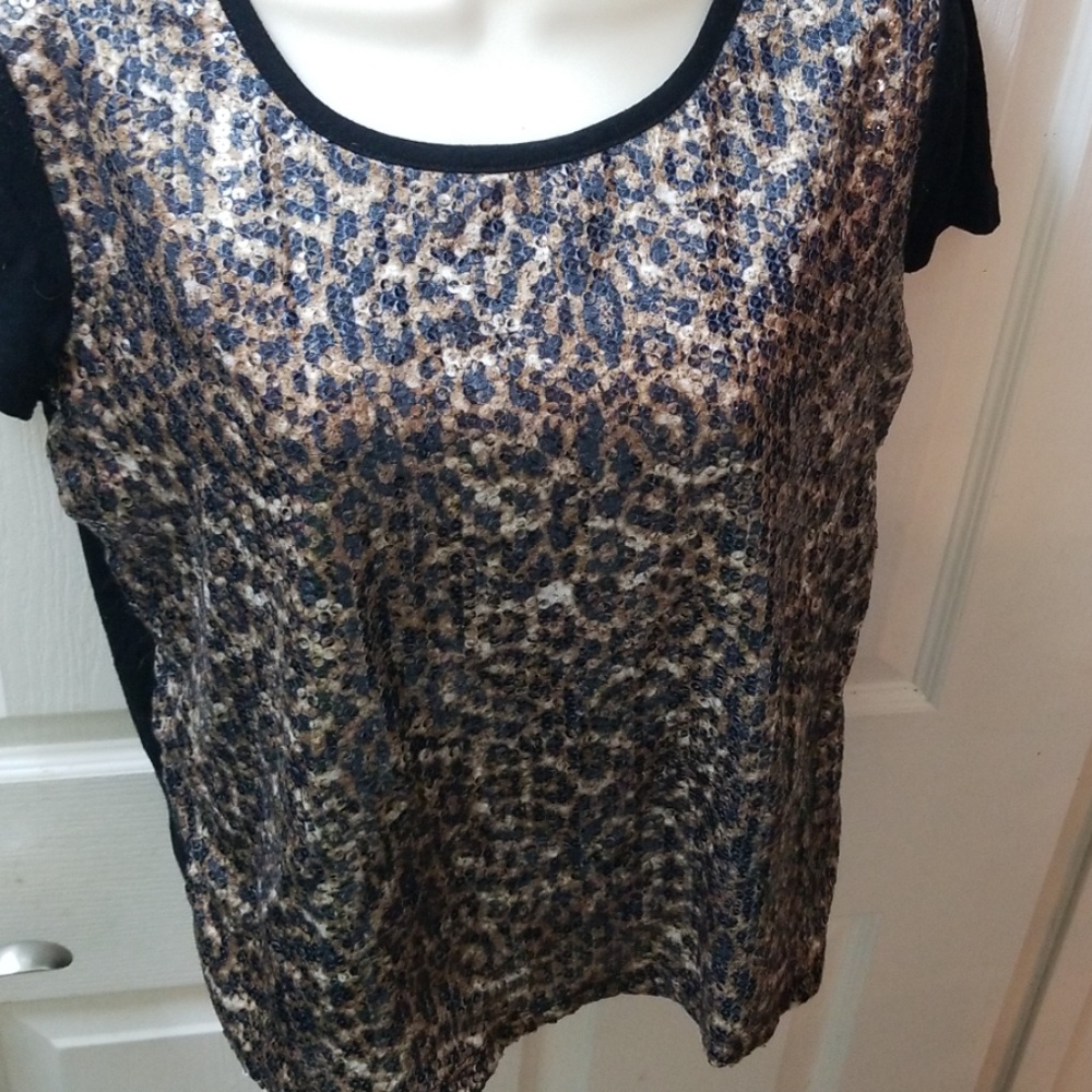 Forever 21 sequined top, leopard, Medium. M
